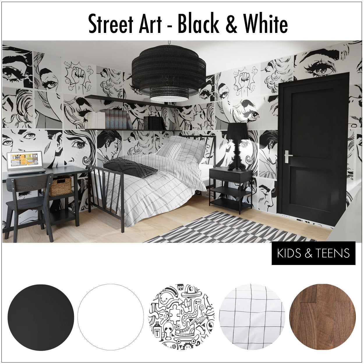 Street Art Black & White + Blue