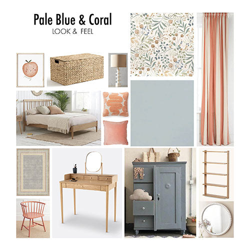 Pale Blue & Coral