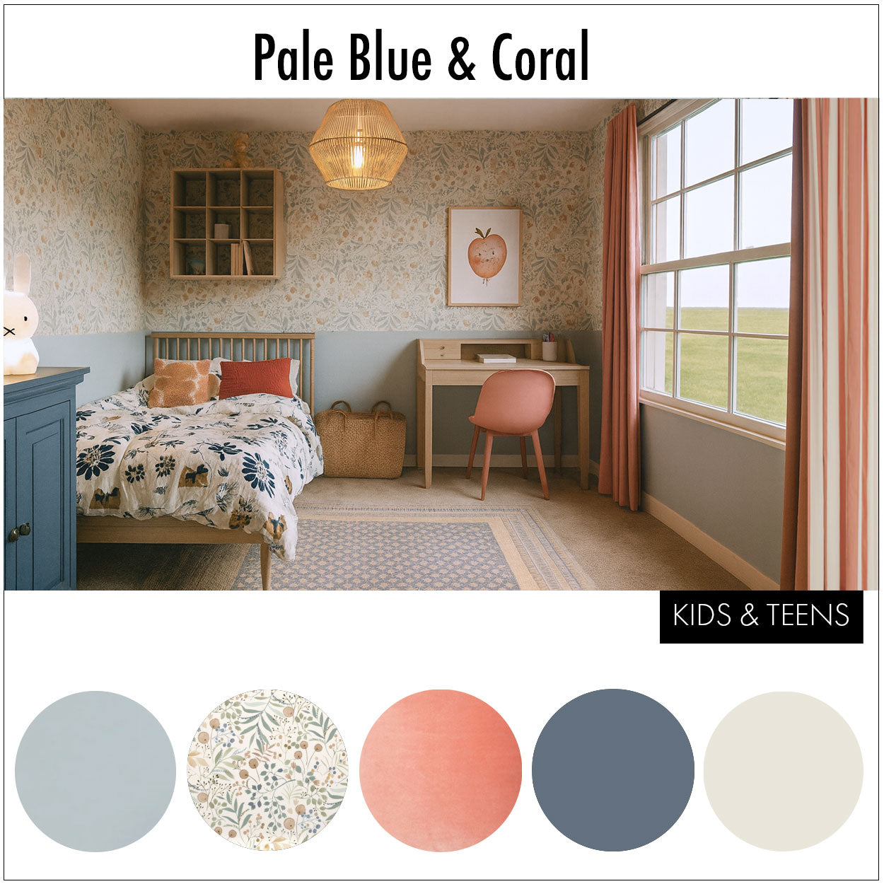 Pale Blue & Coral