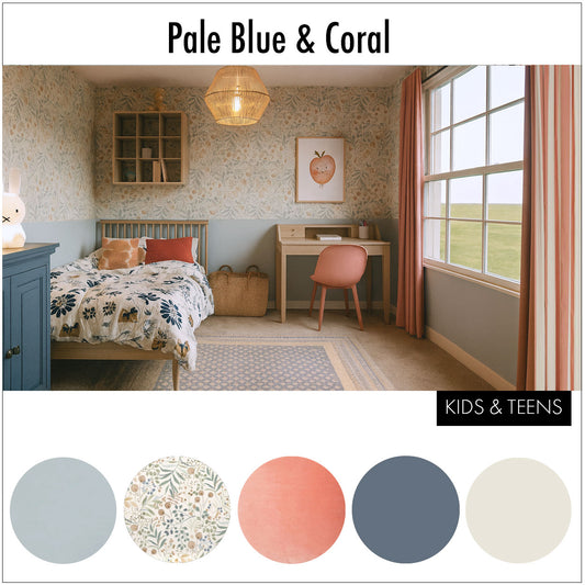Pale Blue & Coral