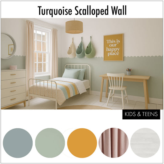 Turquoise Scalloped Wall
