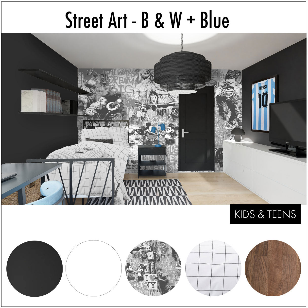 Street Art Black & White + Blue