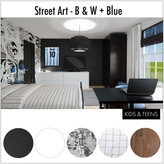 Street Art Black & White + Blue