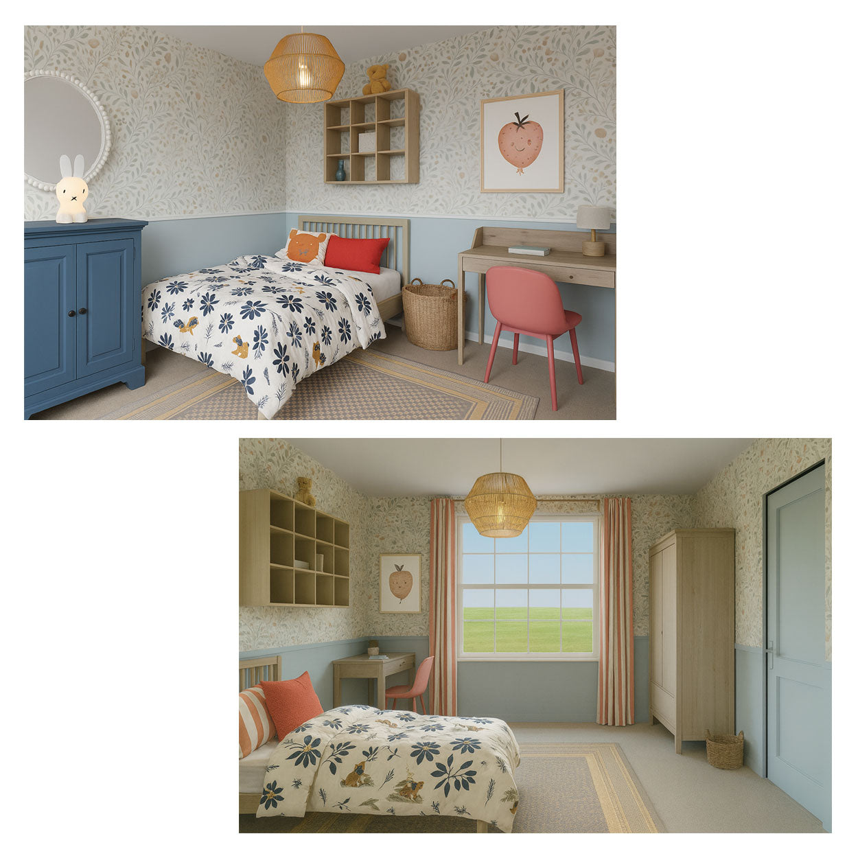 Pale Blue & Coral